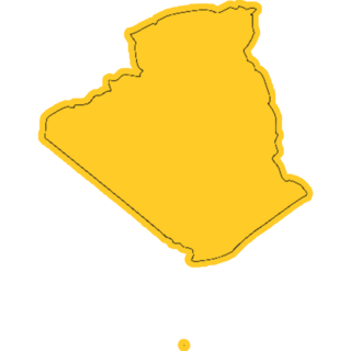 Algeria Country Map On Yellow Sticker