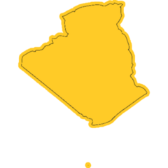 Algeria Country Map On Yellow Sticker