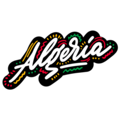 Algeria Lettering On Black Sticker 