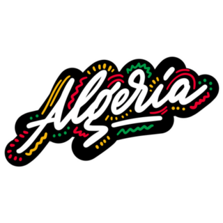 Algeria Lettering On Black Sticker 
