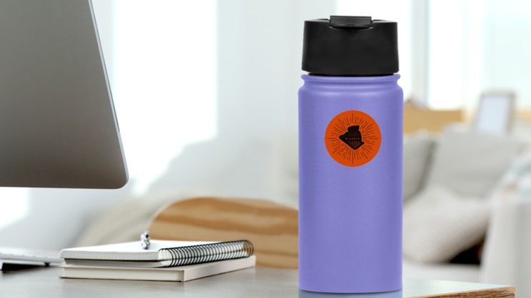 Algeria Map With Grunge Texture Sticker on a Water Bottle (New) example