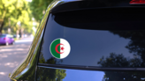 Algeria Round Country Flag Sticker on a Rear Car Window (New) example