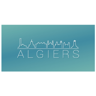 Algiers, Algeria Skyline Blue Sticker