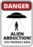 Alien Abduction Vertical Sign Sticker