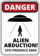 Alien Abduction Vertical Sign Sticker