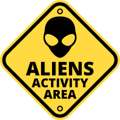 Alien Activity Area Sign Sticker