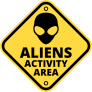 Alien Activity Area Sign Sticker