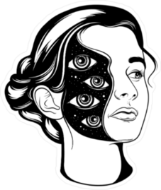 Alien Hiding in Human Woman Sticker