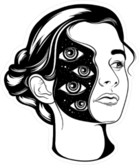 Alien Hiding in Human Woman Sticker