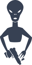 Alien Holding A Gun Sticker
