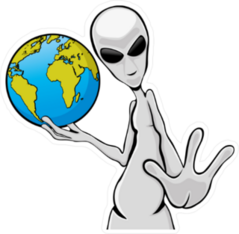Alien Holding the Earth Sticker