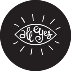 All Eyes - Handwritten Quote On Black Sticker