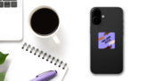 All Lives Matter Purple Square Sticker on a Phone (New) example