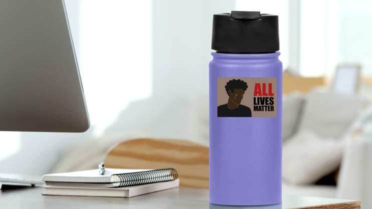 All Lives Matter Tears Sticker on a Water Bottle (New) example