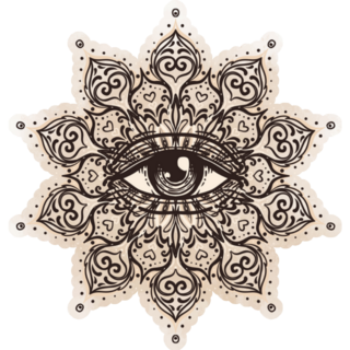 All Seeing Eye In Ornate Round Mandala Sticker