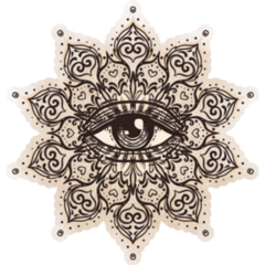 All Seeing Eye In Ornate Round Mandala Sticker