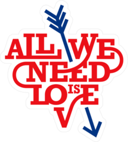 All We Need Is Love Art Deco Style Sticker