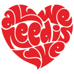 All We Need is Love Typography Heart Transfer Sticker