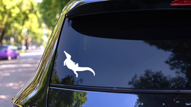Alligator Crocodile Walking Sticker on a Rear Car Window (New) example