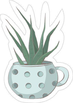 Aloe Succulent in Polka Dot Mug Sticker