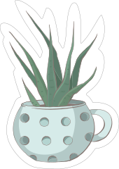 Aloe Succulent in Polka Dot Mug Sticker