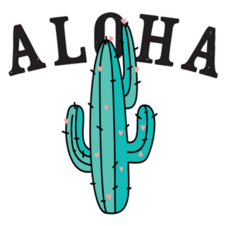 Aloha Cactus Drawing Sticker
