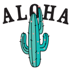Aloha Cactus Drawing Sticker