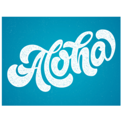 Aloha Calligraphy On Blue Sticker