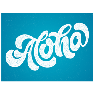 Aloha Calligraphy On Blue Sticker