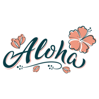 Aloha Hand Lettering Hibiscus Flower Hawaii Sticker