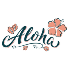 Aloha Hand Lettering Hibiscus Flower Hawaii Sticker