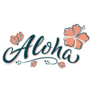 Aloha Hand Lettering Hibiscus Flower Hawaii Sticker