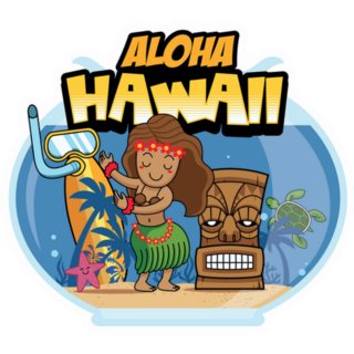 Aloha Hawaii Cartoon Sticker