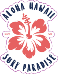 Aloha Hawaii Floral Surf Sticker