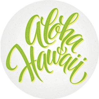 Aloha Hawaii Handmade Green Lettering Sticker