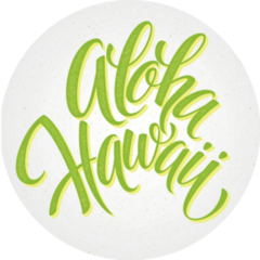 Aloha Hawaii Handmade Green Lettering Sticker
