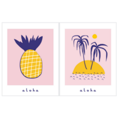 Aloha Hawaii Illustrations On Pink Sticker