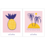 Aloha Hawaii Illustrations On Pink Sticker