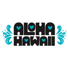 Aloha Hawaii -  Lettering Heart Lettering Sticker