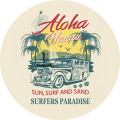 Aloha Hawaii Sun Surf and Sand Sticker