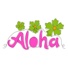 Aloha Hawaiian Lettering Pink Flowers Sticker