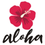 Aloha Lettering Vibrant Hibiscus Sticker