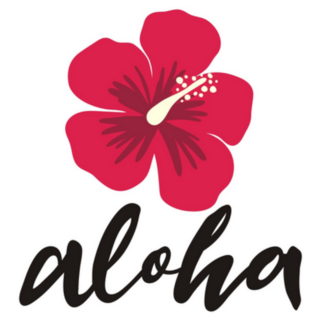 Aloha Lettering Vibrant Hibiscus Sticker