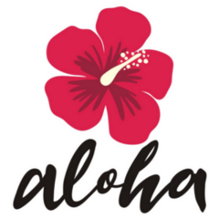 Aloha Lettering Vibrant Hibiscus Sticker