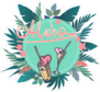 Aloha Palm Frond and Drinks Sticker