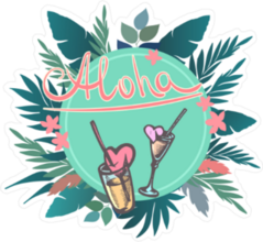 Aloha Palm Frond and Drinks Sticker