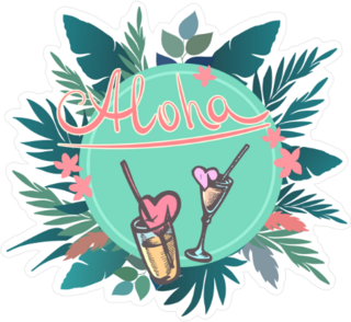 Aloha Palm Frond and Drinks Sticker