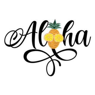 Aloha - Pineapple Typography Sticker