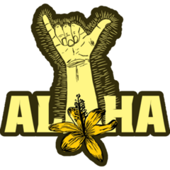 Aloha Shaka Surfer Sign With Flower Sticker