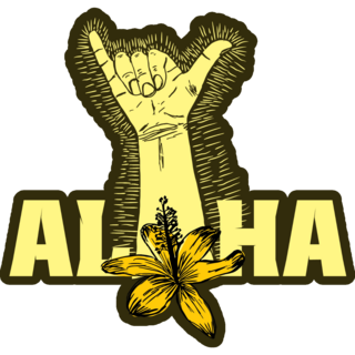 Aloha Shaka Surfer Sign With Flower Sticker